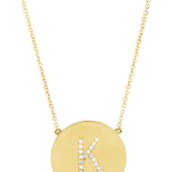 14K Gold Plated Sterling Silver CZ Round Initial Necklace