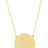 14K Gold Plated Sterling Silver CZ Round Initial Necklace