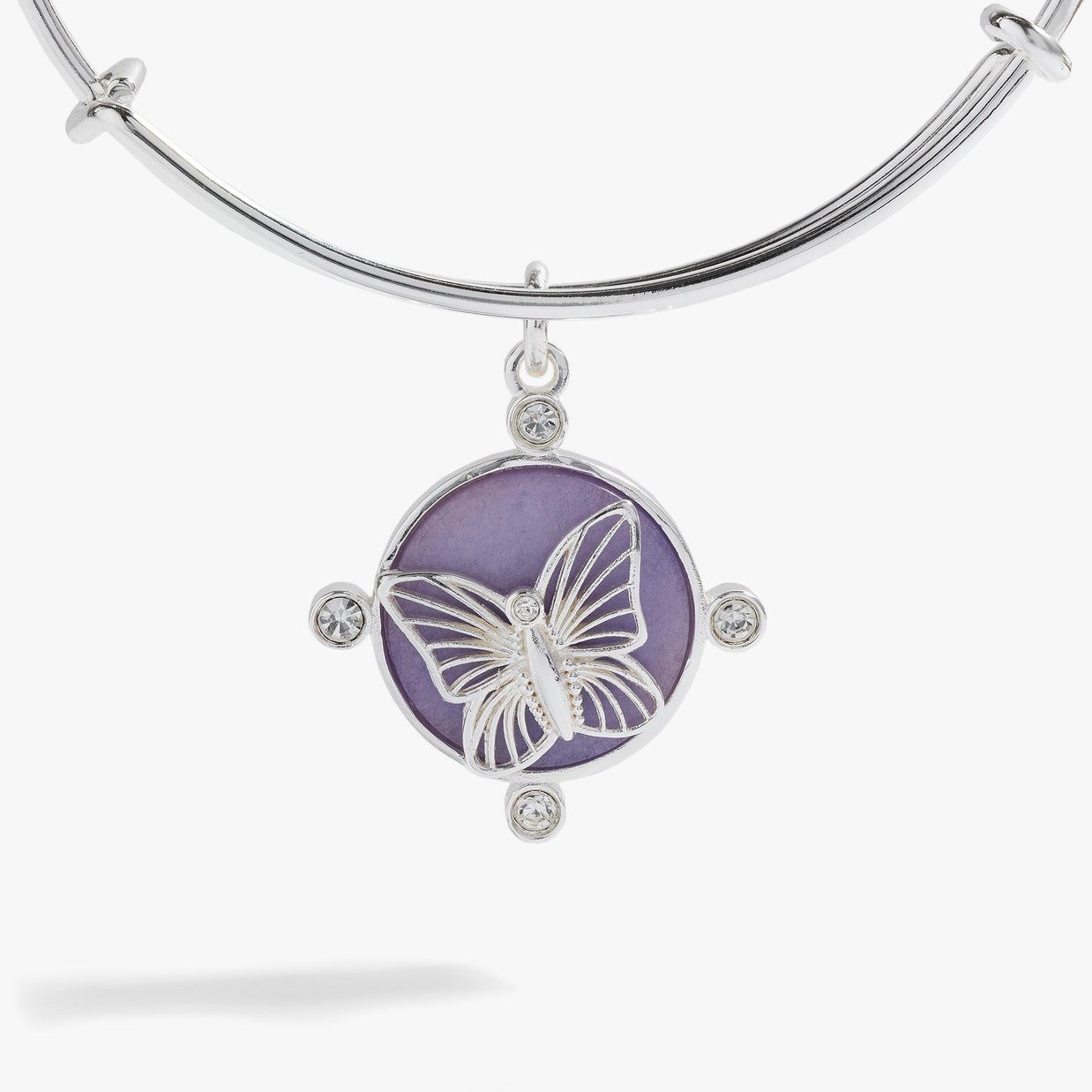 Lavender Butterfly Charm Bangle