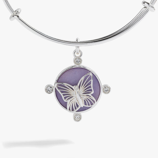 Lavender Butterfly Charm Bangle