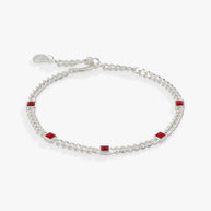 July Birthstone Ruby Curb Chain Bracelet
