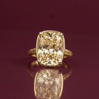 Sterling Silver Elongated Cushion Light Yellow CZ Cocktail Ring