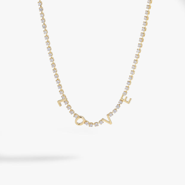 "Love" Crystal Tennis Necklace