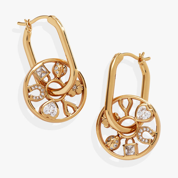 Love and Luck Wheel Hoop Earrings