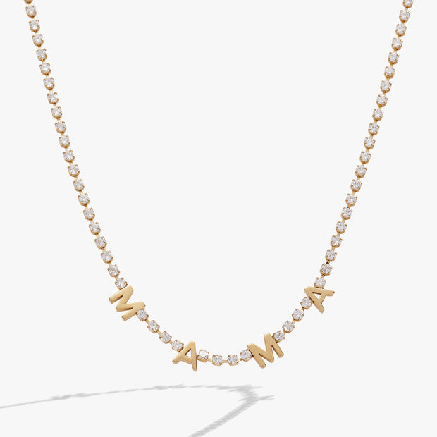 "Mama" Crystal Tennis Necklace