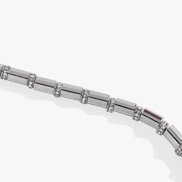 Tube Bead and Crystal Chain Bracelet