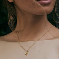 Sterling Silver Initial Necklace with Beaded Chain