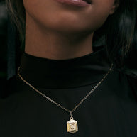 Hexagon Tag Initial Pendant Necklace