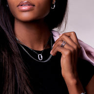 Pave CZ Carabiner Lock Necklace