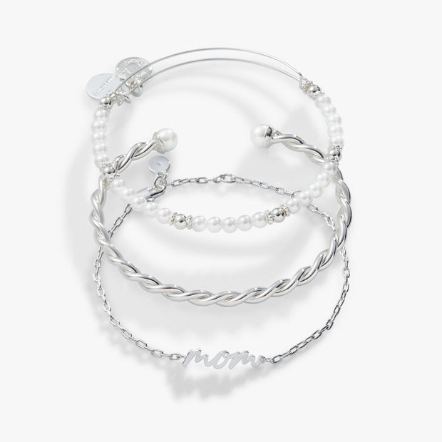 Mom Script Bracelet, Set of 3