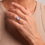 Sterling Silver Elongated Cushion Moonstone Cocktail Ring