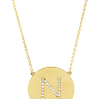 14K Gold Plated Sterling Silver CZ Round Initial Necklace