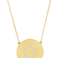 14K Gold Plated Sterling Silver CZ Round Initial Necklace