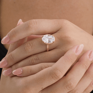 Sterling Silver Oval Cut CZ Cocktail Ring