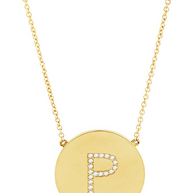 14K Gold Plated Sterling Silver CZ Round Initial Necklace