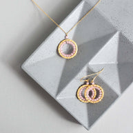 Rose Quartz Halo Mini Gold Pendant