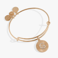 Initial G Pave Starburst Texture Bangle