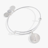 Initial J Pave Starburst Texture Bangle