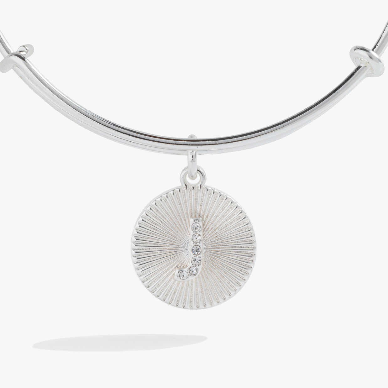 Initial J Pave Starburst Texture Bangle