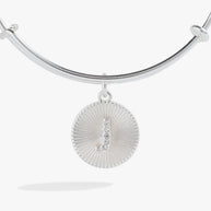 Initial J Pave Starburst Texture Bangle