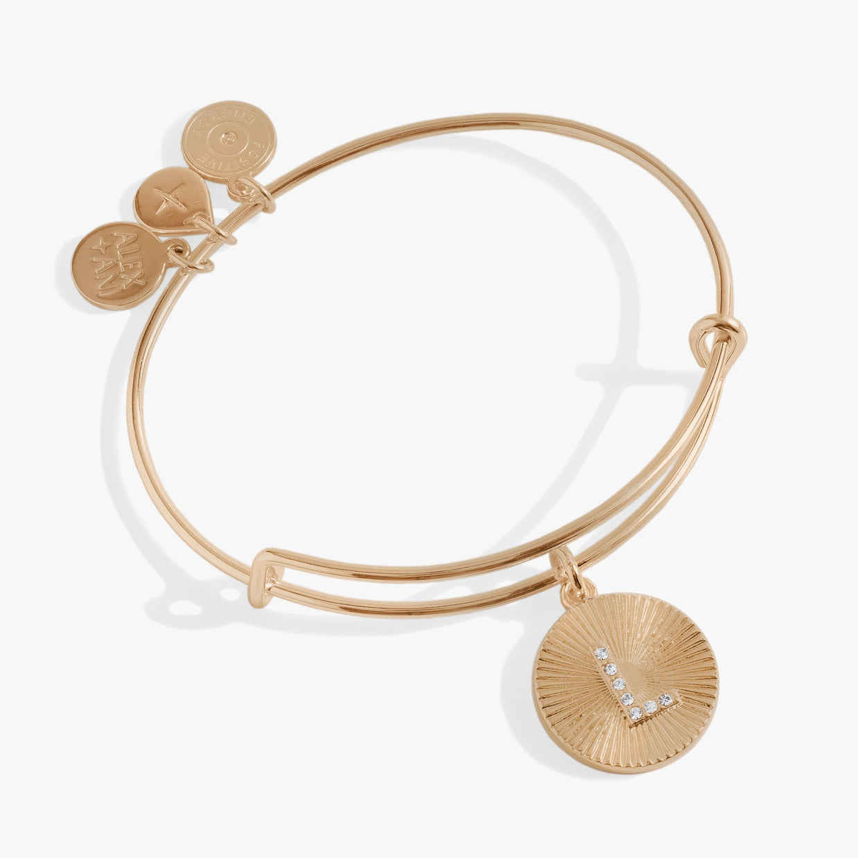 Initial L Pave Starburst Texture Bangle