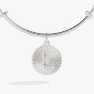 Initial L Pave Starburst Texture Bangle