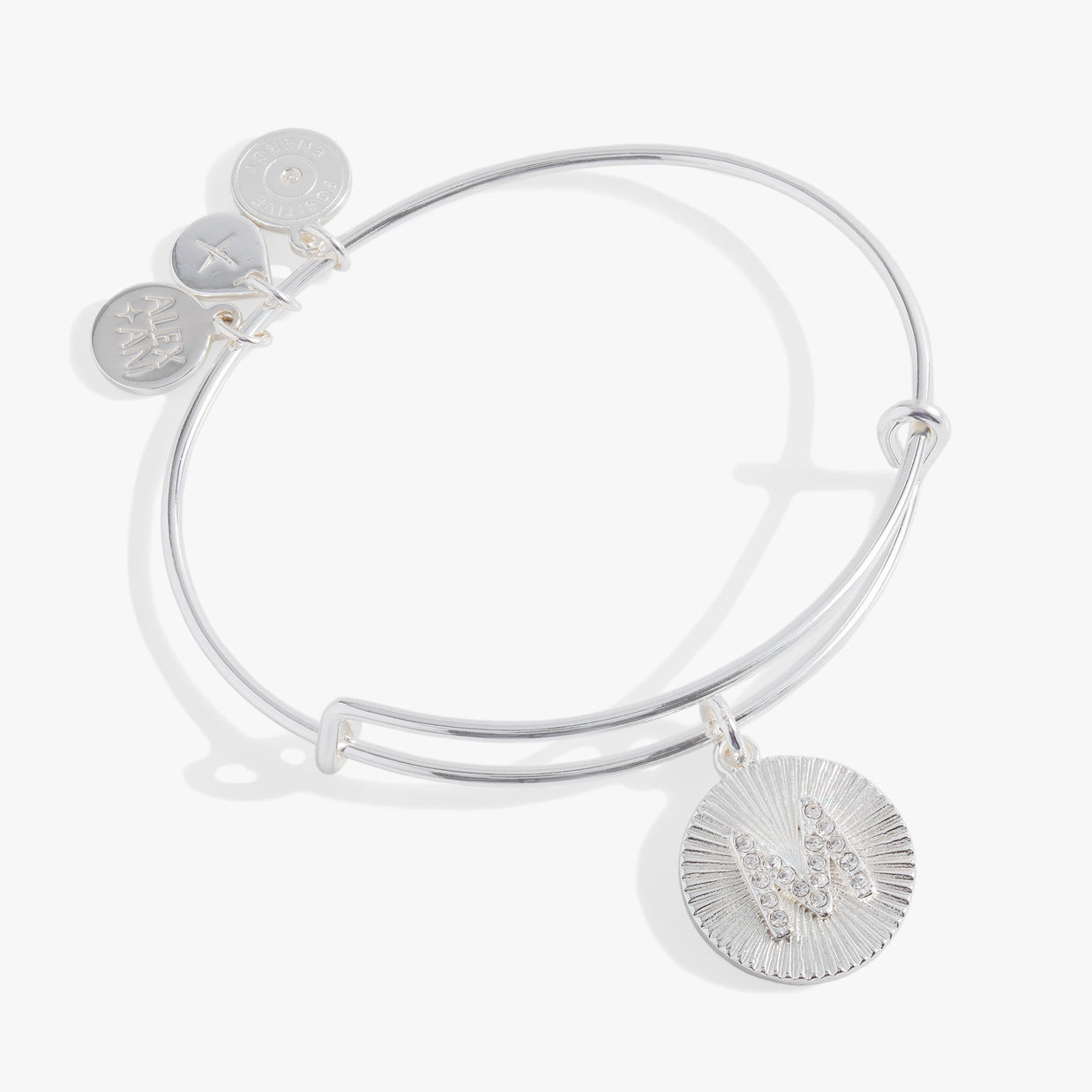 Initial M Pave Starburst Texture Bangle