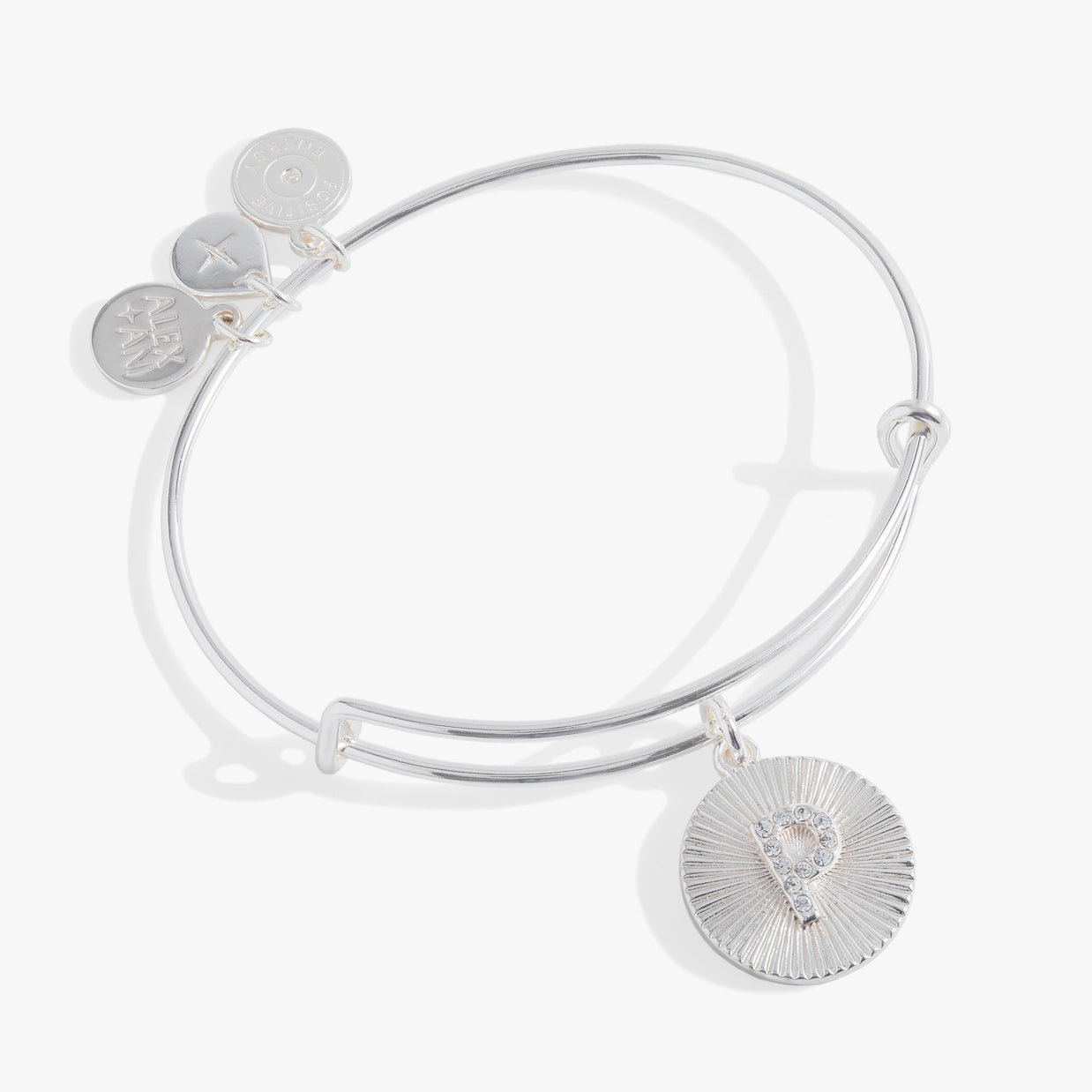 Initial P Pave Starburst Texture Bangle