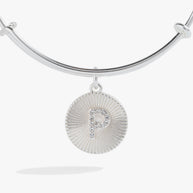 Initial P Pave Starburst Texture Bangle