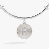 Initial R Pave Starburst Texture Bangle