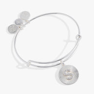 Initial S Pave Starburst Texture Bangle