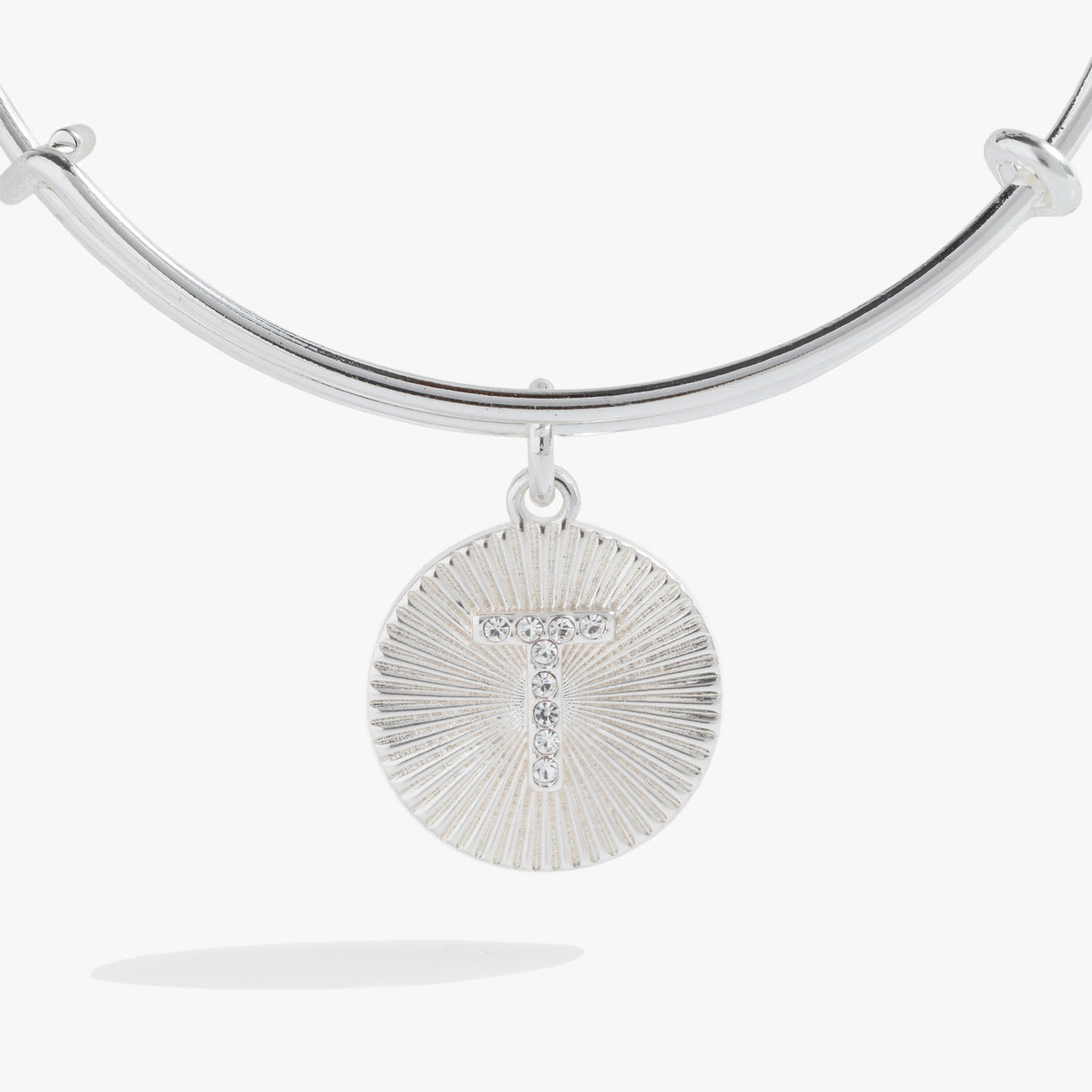 Initial T Pave Starburst Texture Bangle