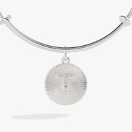 Initial T Pave Starburst Texture Bangle