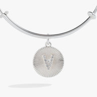 Initial V Pave Starburst Texture Bangle