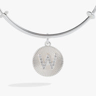Initial W Pave Starburst Texture Bangle