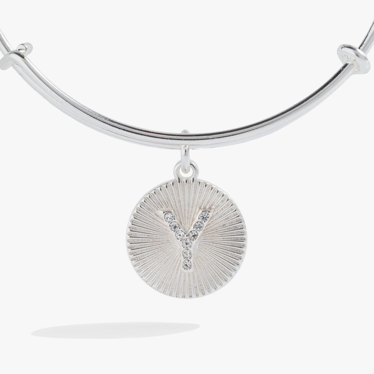 Initial Y Pave Starburst Texture Bangle