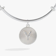 Initial Y Pave Starburst Texture Bangle