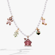 Pink Christmas Beaded Charm Necklace