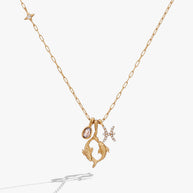 Pisces Zodiac Charm Cluster Necklace