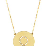 14K Gold Plated Sterling Silver CZ Round Initial Necklace
