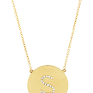 14K Gold Plated Sterling Silver CZ Round Initial Necklace