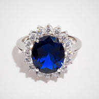 Sterling Silver Sapphire Halo Ring