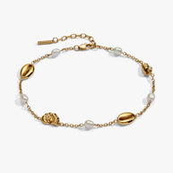 Seashell & Pearl Inline Charm Anklet