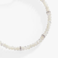 White Semi-Precious Rondelle Beaded Bangle