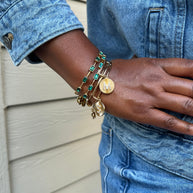 Initial M Pave Starburst Texture Bangle