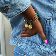 Initial M Pave Starburst Texture Bangle