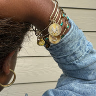 Initial M Pave Starburst Texture Bangle