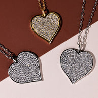 Sterling Silver CZ Statement Heart Pendant