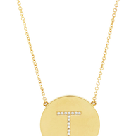 14K Gold Plated Sterling Silver CZ Round Initial Necklace