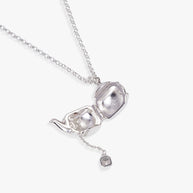 Floral Teapot Locket Pendant Necklace